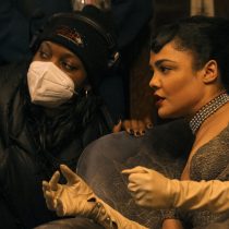 Hedda Director Nia DaCosta and Tessa Thompson on the set of Hedda.
